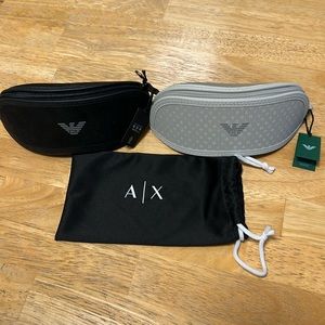 Three Armani Emporio eyeglass / sunglasses cases